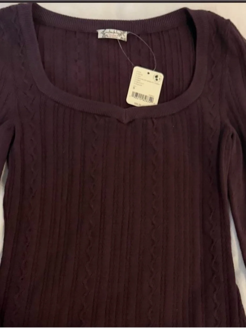 Free People Cable-Knit Scoop Neck Body Suit